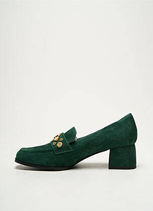 Mocassins nubuck talon de 4 à 6cm vert REQINS femme