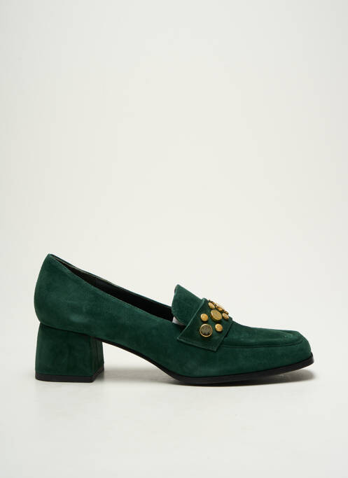 Mocassins nubuck talon de 4 à 6cm vert REQINS femme
