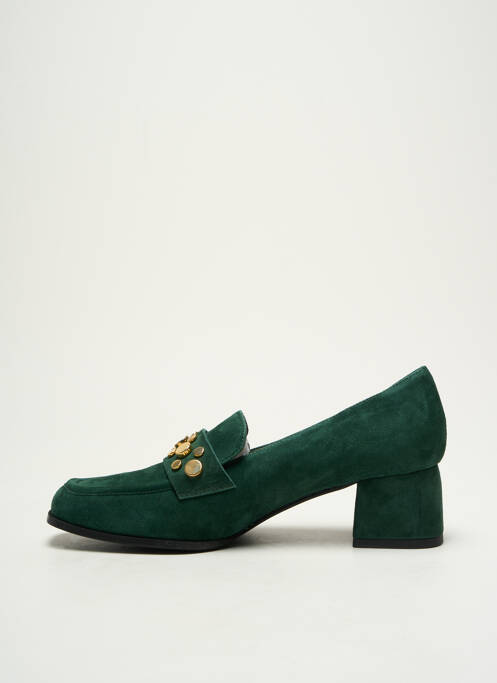 Mocassins nubuck talon de 4 à 6cm vert REQINS femme