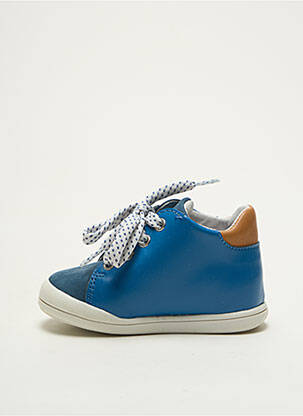 Bottillons tissage satiné bout rond bleu BABYBOTTE garçon
