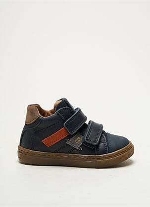 Baskets tissage satiné bout rond bleu BABYBOTTE garcon