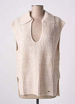 Pull tissage chiné sans manche beige LES P'TITES BOMBES femme