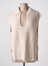Pull tissage chiné sans manche beige LES P'TITES BOMBES femme