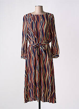 Robe mi-longue coupe fluide manches longues bleu KING LOUIE femme