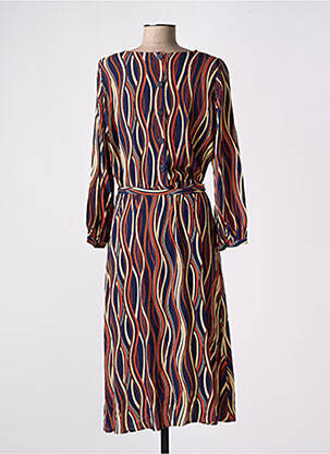 Robe mi-longue coupe fluide manches longues bleu KING LOUIE femme