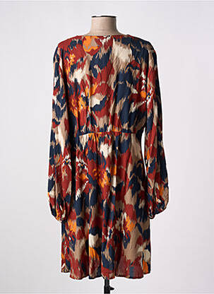 Robe mi-longue imprimé fantaisie manches longues orange B.YOUNG femme