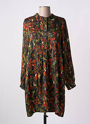 Robe courte coupe fluide manches longues vert PAKO LITTO femme