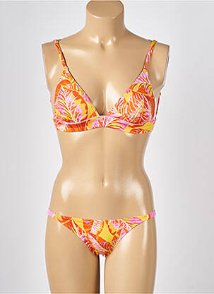 Maillot de bain 2 pièces stretch haut triangles orange KIWI femme