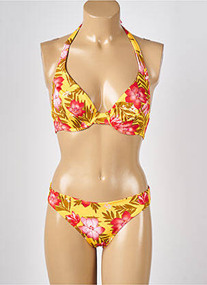 Maillot de bain 2 pièces stretch haut soutien-gorge emboitant jaune LOLITA ANGELS femme