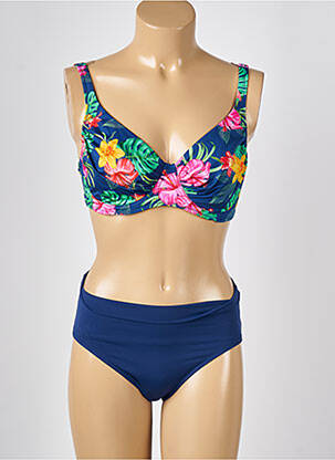 Maillot de bain 2 pièces stretch haut soutien-gorge emboitant bleu DOLLY & JANE femme