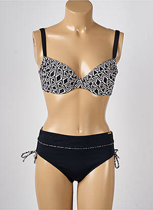 Maillot de bain 2 pièces stretch haut soutien-gorge emboitant noir MISS CARAÏBES femme