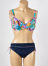 Maillot de bain 2 pièces stretch haut soutien-gorge balconnet bleu MISS CARAÏBES femme