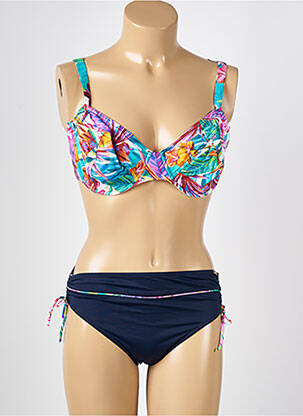 Maillot de bain 2 pièces stretch haut soutien-gorge balconnet bleu MISS CARAÏBES femme