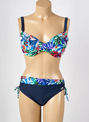 Maillot de bain 2 pièces stretch haut soutien-gorge balconnet bleu MISS CARAÏBES femme