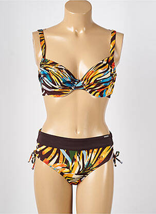 Maillot de bain 2 pièces stretch haut soutien-gorge balconnet marron MISS CARAÏBES femme