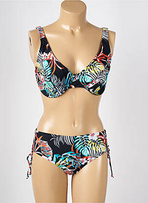 Maillot de bain 2 pièces stretch haut soutien-gorge emboitant noir LAGON BLEU femme