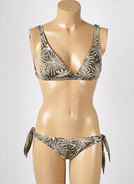 Maillot de bain 2 pièces stretch haut soutien-gorge moulé marron KIWI femme