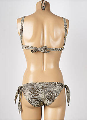 Maillot de bain 2 pièces stretch haut soutien-gorge moulé marron KIWI femme
