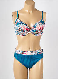 Maillot de bain 2 pièces stretch haut soutien-gorge emboitant bleu LOLITA ANGELS femme