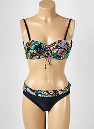 Maillot de bain 2 pièces stretch haut bandeau noir MISS CARAÏBES femme