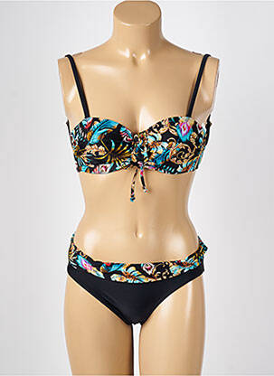 Maillot de bain 2 pièces stretch haut bandeau noir MISS CARAÏBES femme