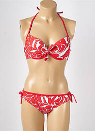 Maillot de bain 2 pièces stretch haut soutien-gorge moulé rouge PLATJA femme