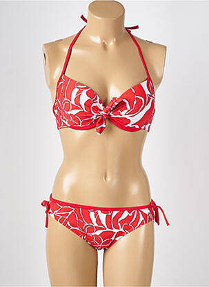Maillot de bain 2 pièces stretch haut soutien-gorge moulé rouge PLATJA femme