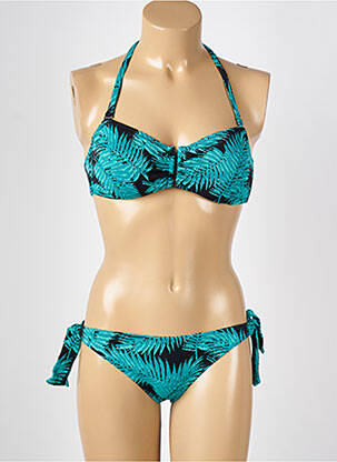 Maillot de bain 2 pièces stretch haut bandeau bleu BLUELOBSTER femme