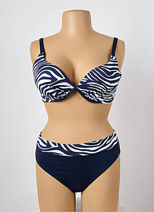 Maillot de bain 2 pièces stretch haut soutien-gorge moulé bleu MISS CARAÏBES femme
