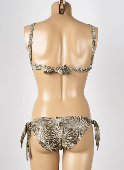 Maillot de bain 2 pièces stretch haut soutien-gorge moulé marron KIWI femme