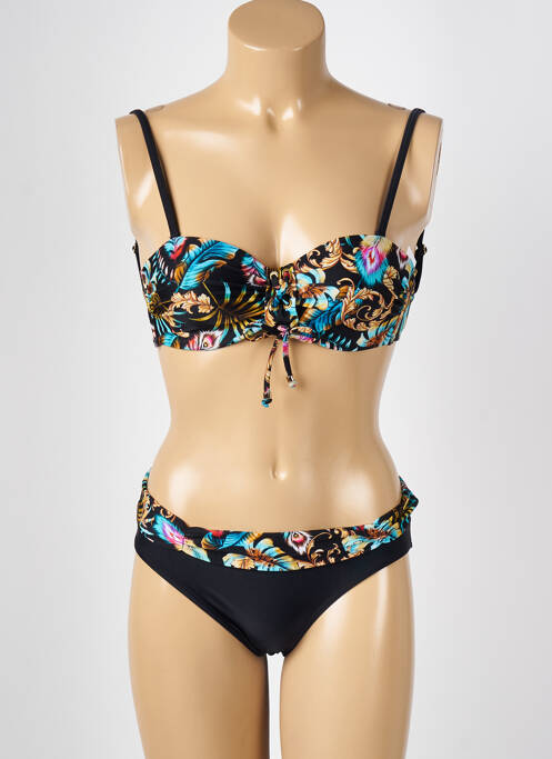 Maillot de bain 2 pièces stretch haut bandeau noir MISS CARAÏBES femme