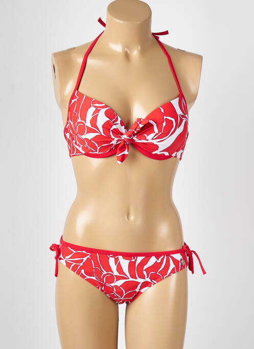 Maillot de bain 2 pièces stretch haut soutien-gorge moulé rouge PLATJA femme