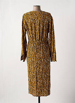 Robe mi-longue imprimé fantaisie manches longues jaune AN' GE femme