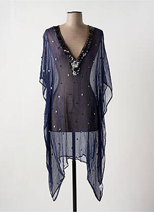 Robe de plage manches 3/4 bleu PINK P femme