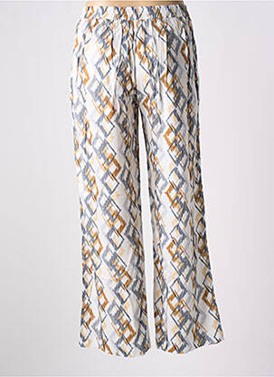 Pantalon droit taille élastique blanc PINK PLANET femme