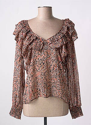Blouse légère et transparente manches longues marron MOLLY BRACKEN femme