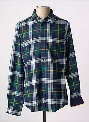 Chemise manches longues imprimé écossais bleu CAMBRIDGE homme