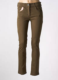 Jeans coupe slim stretch taille haute vert ZERRES femme