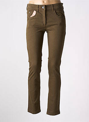 Jeans coupe slim stretch taille haute vert ZERRES femme