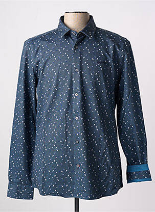 Chemise manches longues bleu DELAHAYE pour homme