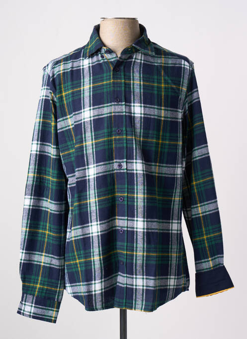 Chemise manches longues imprimé écossais bleu CAMBRIDGE homme