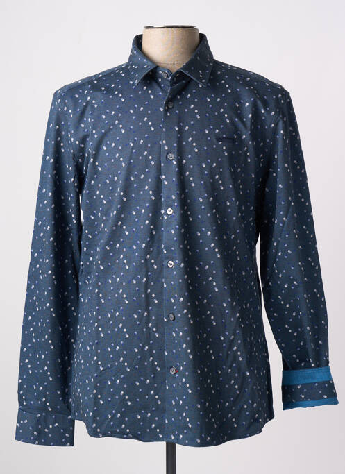 Chemise manches longues bleu DELAHAYE pour homme