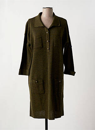 Robe pull tissage chiné manches 3/4 vert LE PETIT BAIGNEUR femme