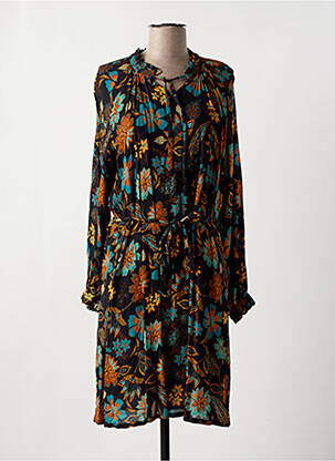 Robe mi-longue imprimé fleurs manches longues bleu LE PETIT BAIGNEUR femme