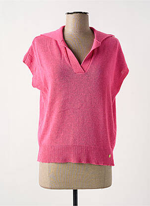 Pull col v manches courtes rose LOLA ESPELETA femme
