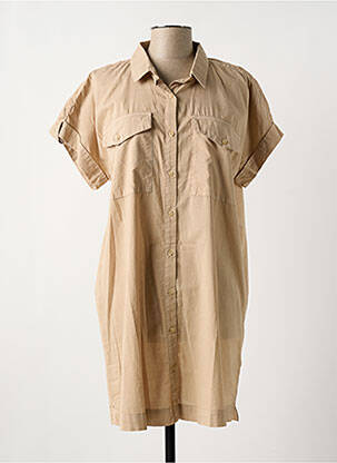 Robe mi-longue manches courtes manches courtes beige KANOPE femme