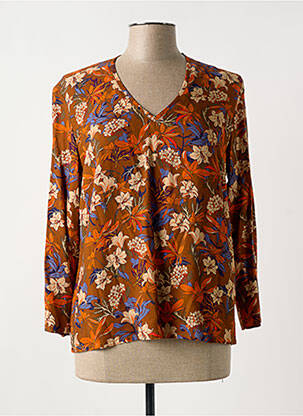 Blouse imprimé fleurs manches longues marron LE PETIT BAIGNEUR femme