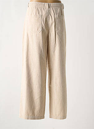 Pantalon large fermeture zippée sous rabat boutonné taille haute beige LOLA ESPELETA femme