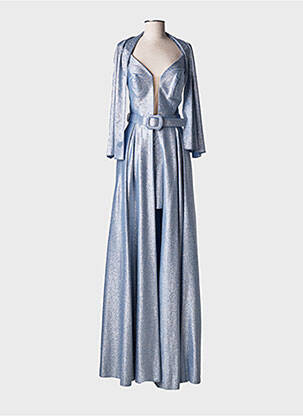 Robe longue coupe cintrée fines bretelles bleu FASHION NEW YORK femme