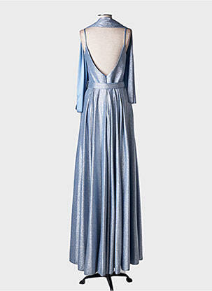 Robe longue coupe cintrée fines bretelles bleu FASHION NEW YORK femme